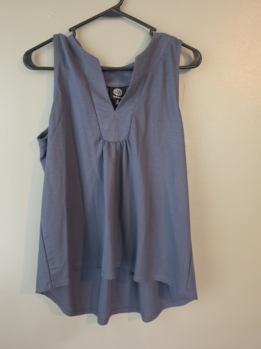 Bobeau Sleeveless V-Neck Pleat Front Top - Blue Medium NWT